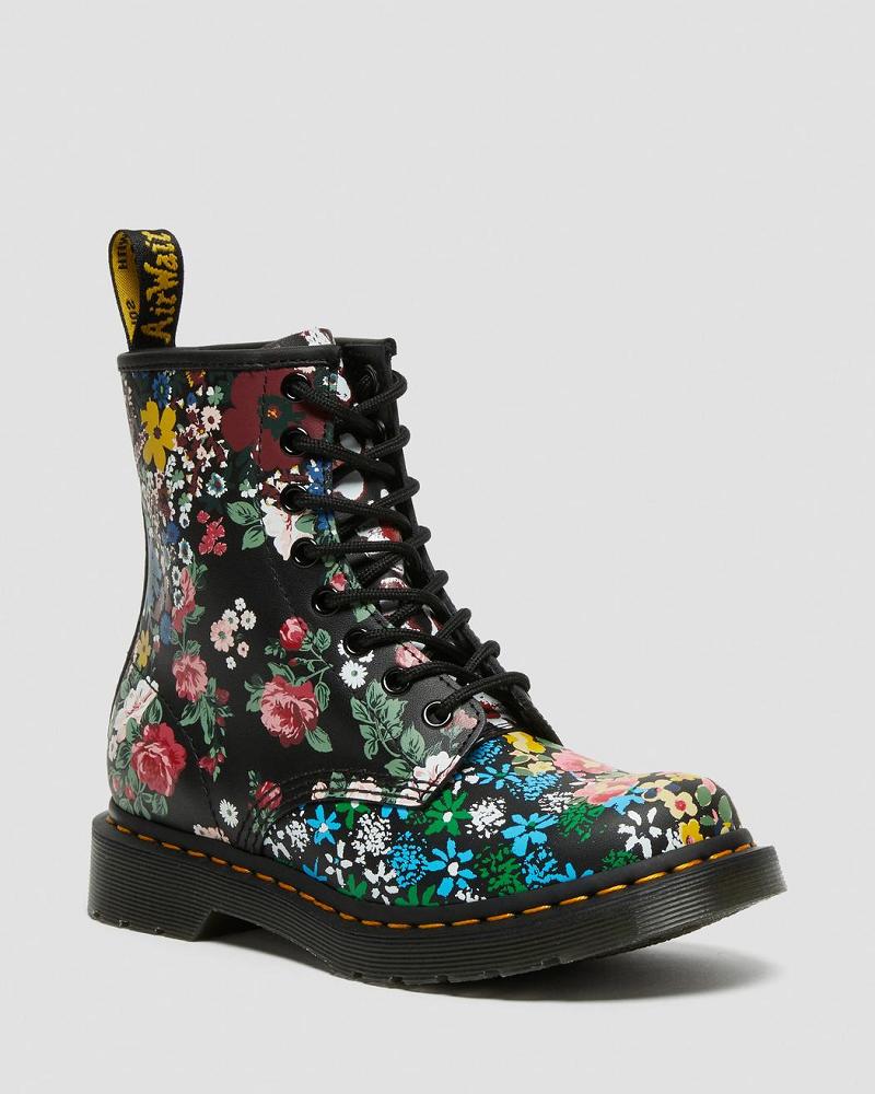 Dr Martens 1460 Pascal Floral Mash Up Læder Snørestøvler Dame Hvide | DK 186OKI